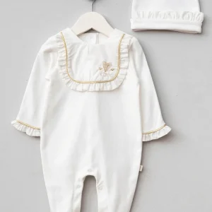 [Gamme Premium] Ensemble bébé fille – blanc, coton bio (0-9 mois)