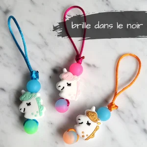 Tirette LICORNE, BRILLE DANS LE NOIR, pour fermeture éclair,aide-zip, identificateur