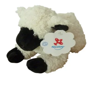 Peluche mouton blanc crème noir - Nicotoy - 26 cm