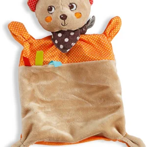 Doudou ours plat marron orange - Nicotoy