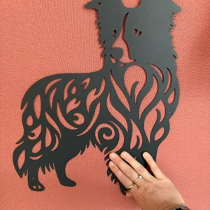 Décoration mural en métal chien border collie