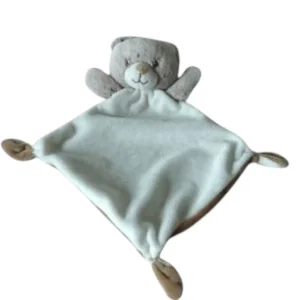 Doudou ours plat marron blanc - Tex Baby