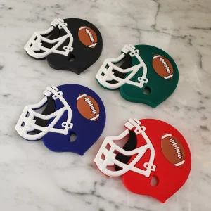 Jouet de dentition CASQUE DE FOOTBALL, jouet à mâchouiller,  silicone alimentaire,  poussée dentaire
