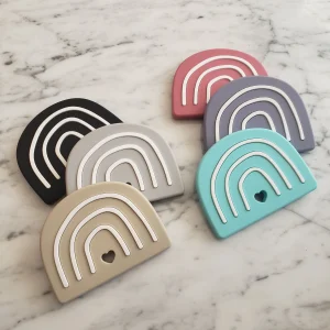 Jouet de dentition ARC-EN-CIEL, jouet à mâchouiller, silicone alimentaire
