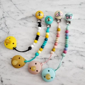 Attache-suce PRINTEMPS, abeille et papillon, perles de silicone, cadeau de shower