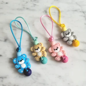 Tirette OURSON pour fermeture éclair, zipette, aide l'autonomie des petits, accessoire sensoriel, bille de silicone