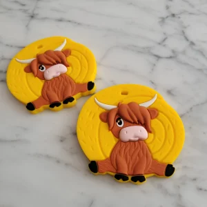 Jouet de dentition VACHE HIGHLAND, jouet à mâchouiller, silicone alimentaire