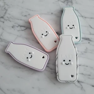 Jouet de dentition bouteille de LAIT, jouet a mâchouiller, silicone alimentaire, cadeau de shower