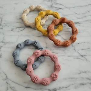 ANNEAU TEXTURÉ de dentition en silicone, jouet de dentition, accessoire sensoriel