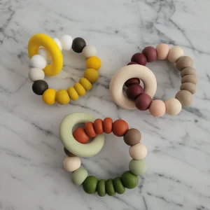 Anneau de dentition GEODE, collection d'automne, perles de silicone alimentaire