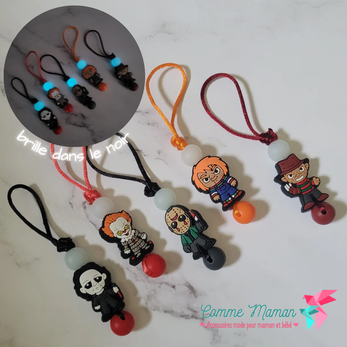 Tirette HALLOWEEN, pour fermeture éclair, BRILLE DANS LE NOIR