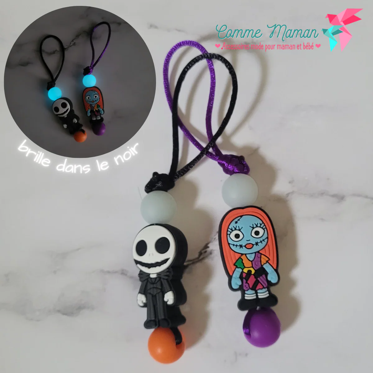 Tirette HALLOWEEN, pour fermeture éclair, BRILLE DANS LE NOIR – Image 2