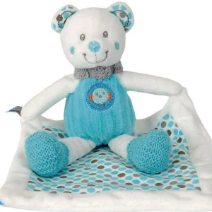 Peluche ours avec mouchoir bleu blanc - Nicotoy