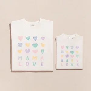 Le duo de t-shirts Mama love x Baby love en coton bio - blanc