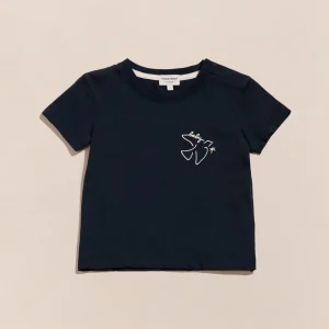 Le t-shirt brodé Baby bird en coton bio - charbon