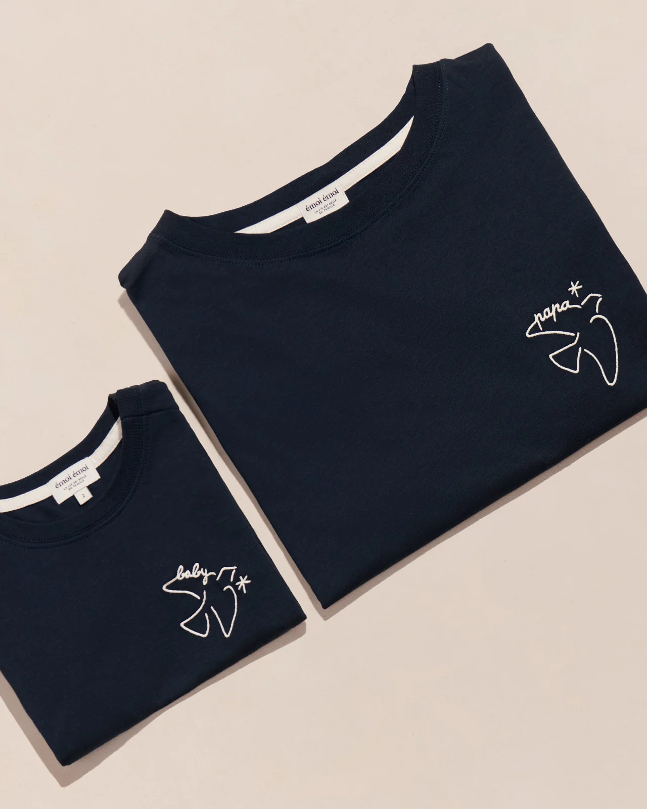 Le duo de t-shirts Papa bird / Baby bird - charbon