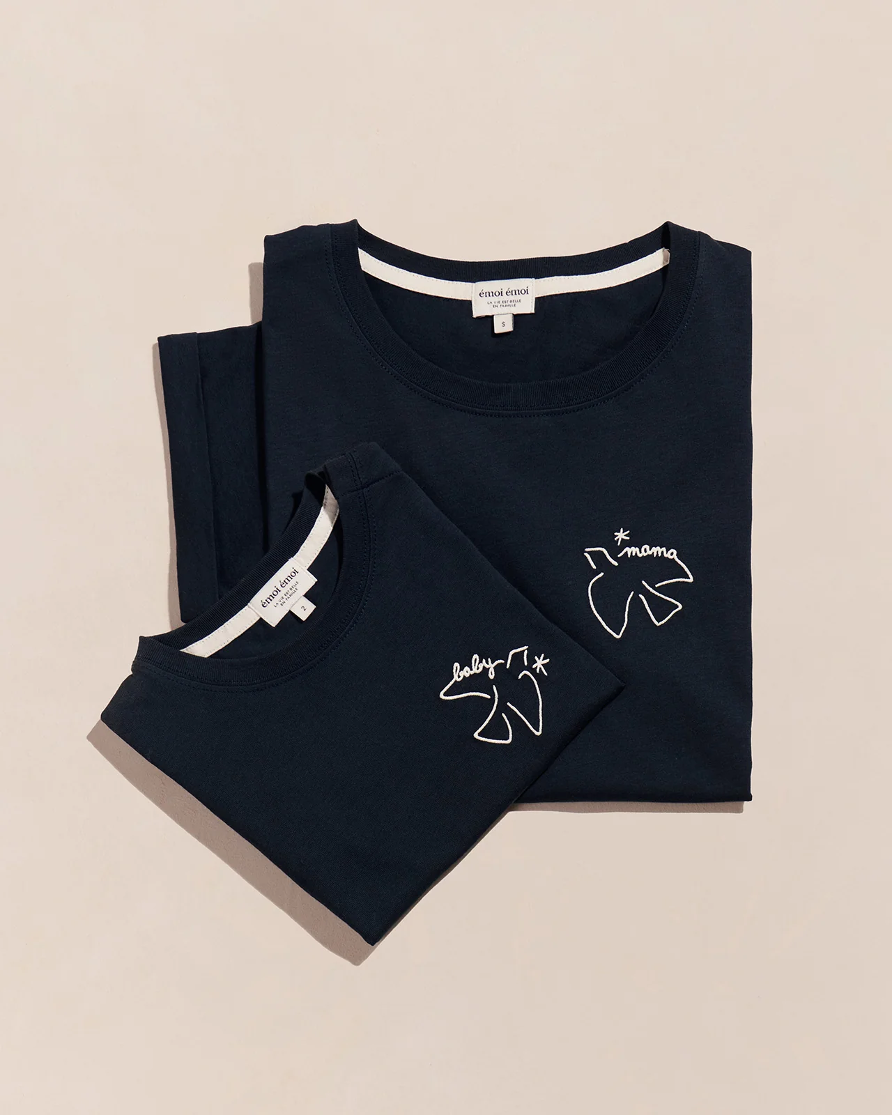 Le duo de t-shirts Mama bird / Baby bird - charbon