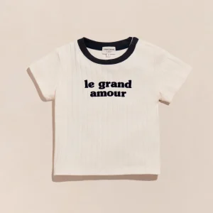 Le t-shirt Le grand amour enfant en coton bio - crème