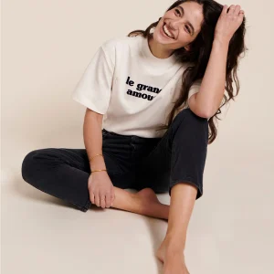 Le t-shirt d'allaitement Le grand amour en coton bio - blanc