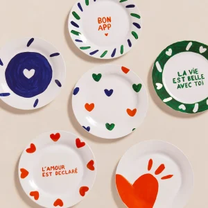 Le lot de 6 assiettes en porcelaine - 19 cm