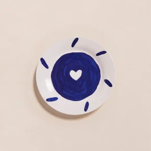 L'assiette Cœur bleu en porcelaine