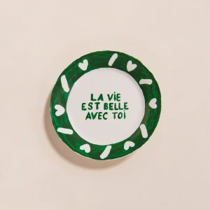 L'assiette La vie est belle avec toi en porcelaine
