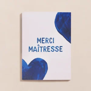 Le carnet Merci Maîtresse - cœurs bleus