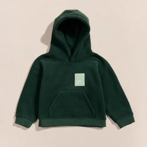 Le hoodie Wood kid en polaire recyclée - vert nuit