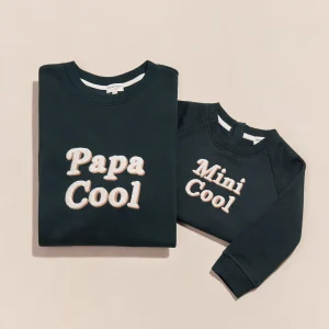 Le duo de sweats Papa cool / Mini cool en coton bio - charbon