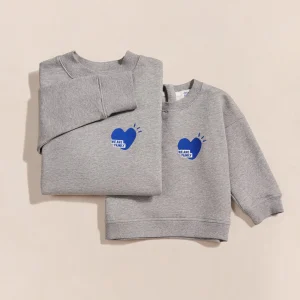 Le duo de sweats We are family en coton bio - gris chiné