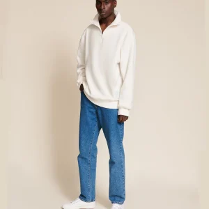 Le sweat Stanny en polaire recyclée et col zippé - blanc