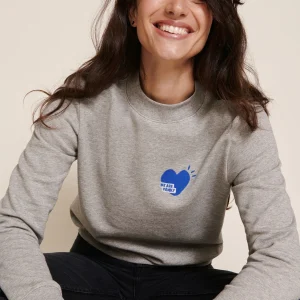 Le sweat We are family femme en coton bio - gris chiné