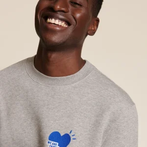 Le sweat We are family homme en coton bio - gris chiné