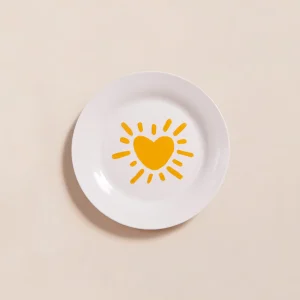 L'assiette Cœur solaire jaune en porcelaine - 19 cm