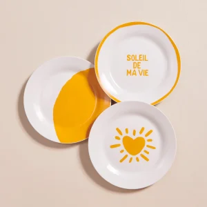Le lot de 3 assiettes jaunes - 19 cm