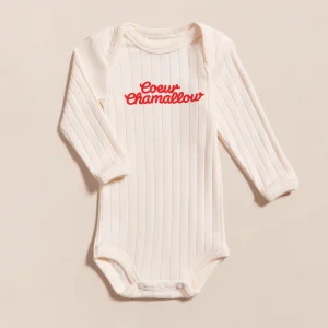 Le body Cœur chamallow en coton bio - crème