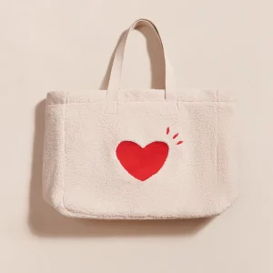 Le cabas Cœur en moumoute - crème