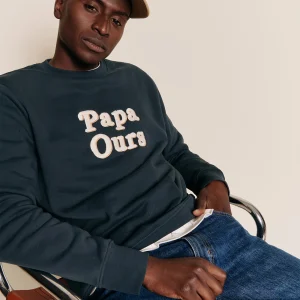 Le sweat Papa ours en coton bio - charbon