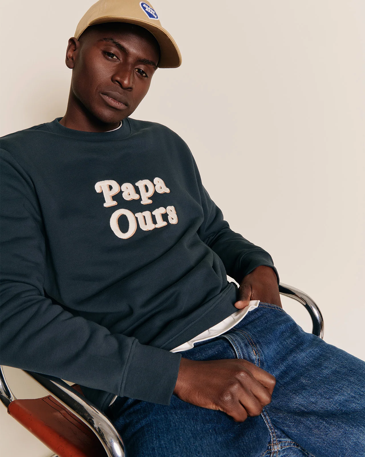 Le sweat Papa ours en coton bio - charbon