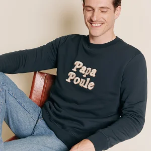Le sweat Papa poule en coton bio - charbon