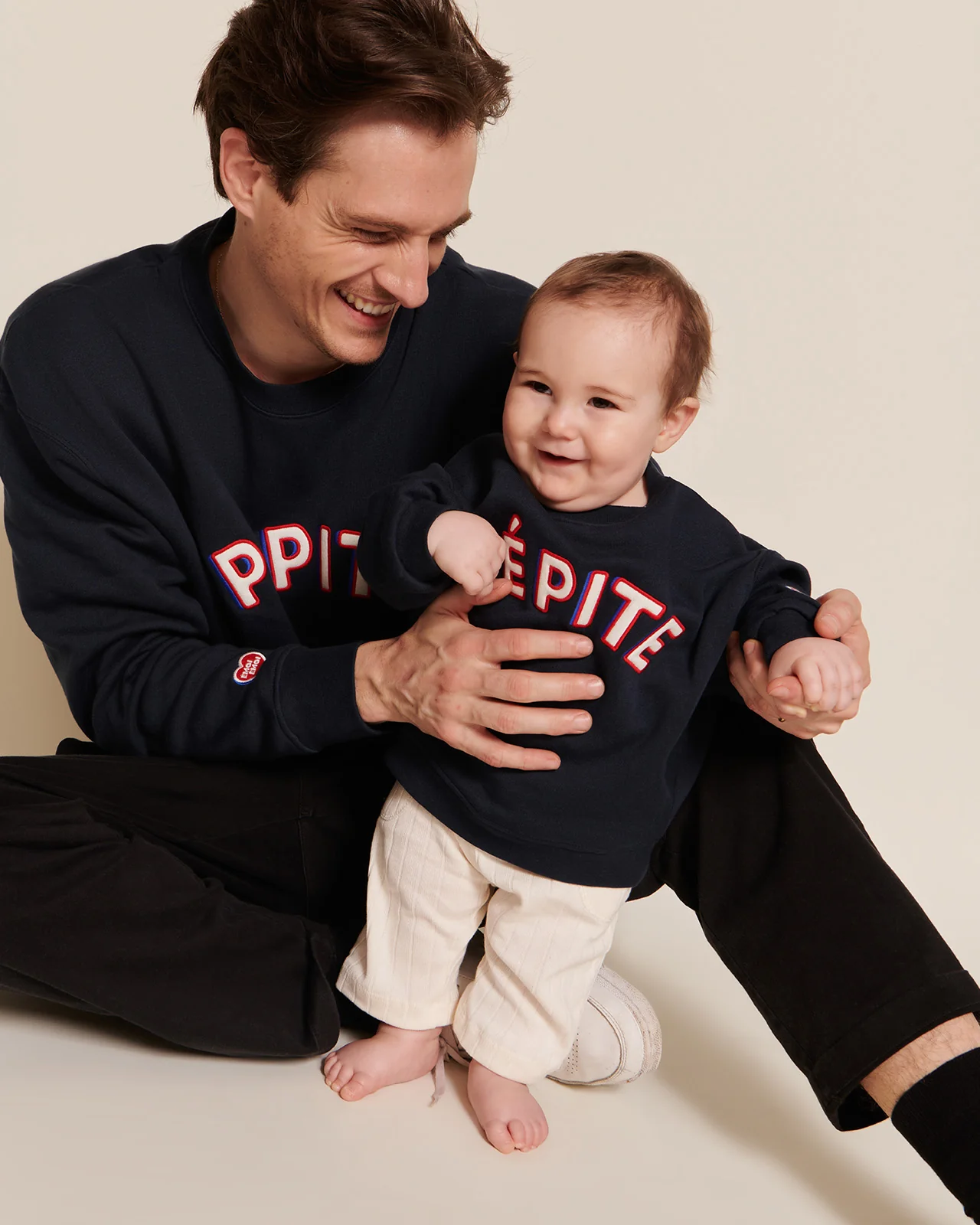Le duo de sweats Pépite homme x enfant en coton bio - bleu nuit