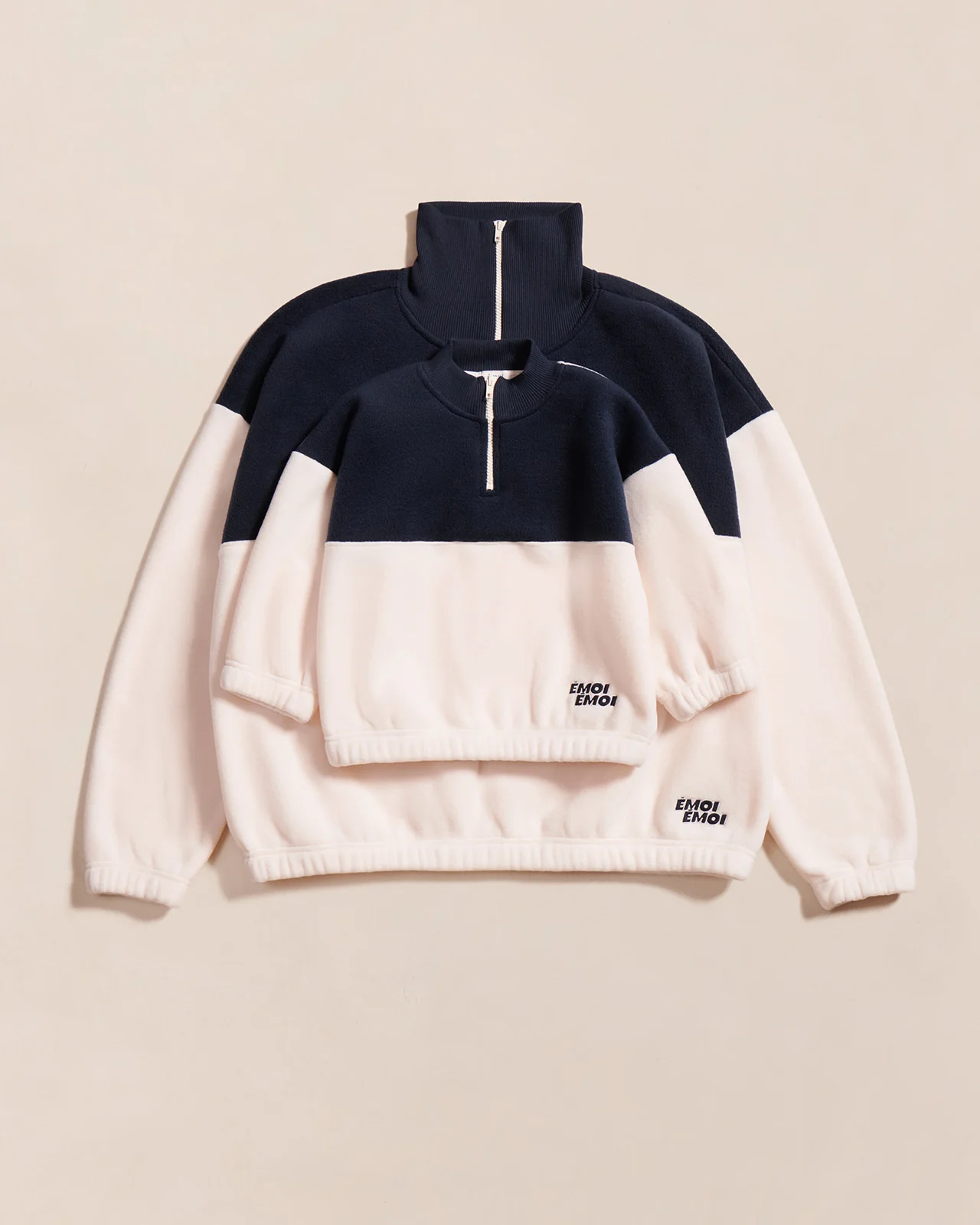 Le duo de sweats zippés en polaire recyclée - crème / nuit – Image 2