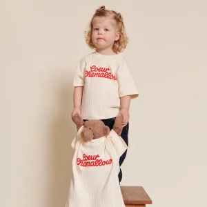 Le t-shirt Cœur chamallow enfant en coton bio - crème