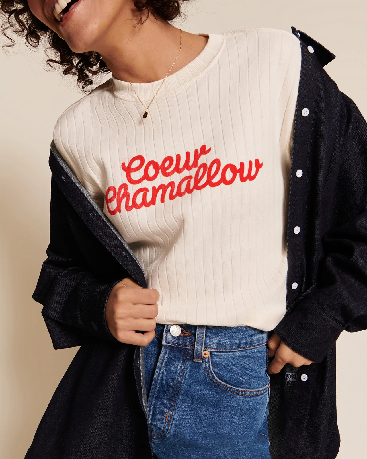 Le duo de t-shirts Cœur chamallow en coton bio - crème – Image 9