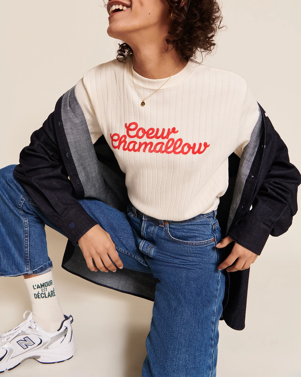 Le duo de t-shirts Cœur chamallow en coton bio - crème – Image 8