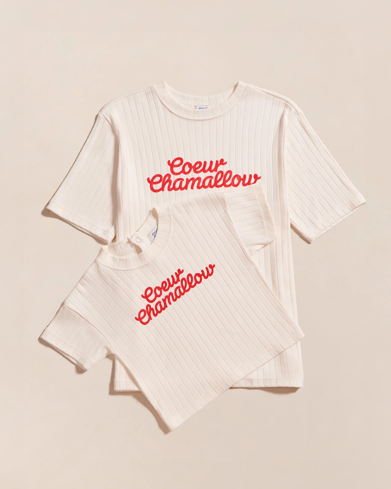 Le duo de t-shirts Cœur chamallow en coton bio - crème – Image 2