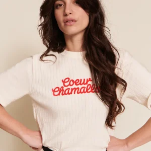 Le t-shirt Cœur chamallow femme en coton bio - crème