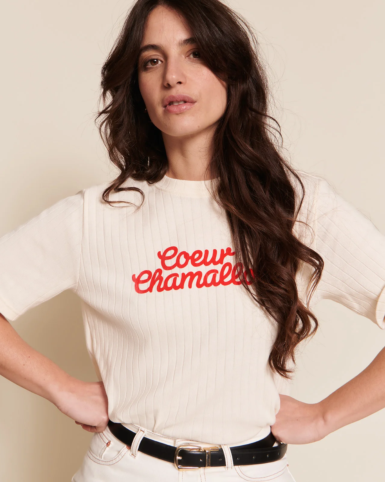 Le duo de t-shirts Cœur chamallow en coton bio - crème – Image 6