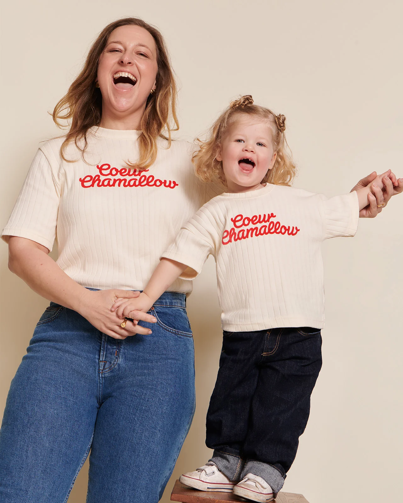 Le duo de t-shirts Cœur chamallow en coton bio - crème – Image 5