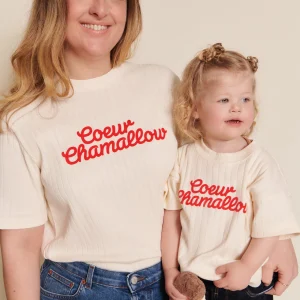 Le duo de t-shirts Cœur chamallow en coton bio - crème